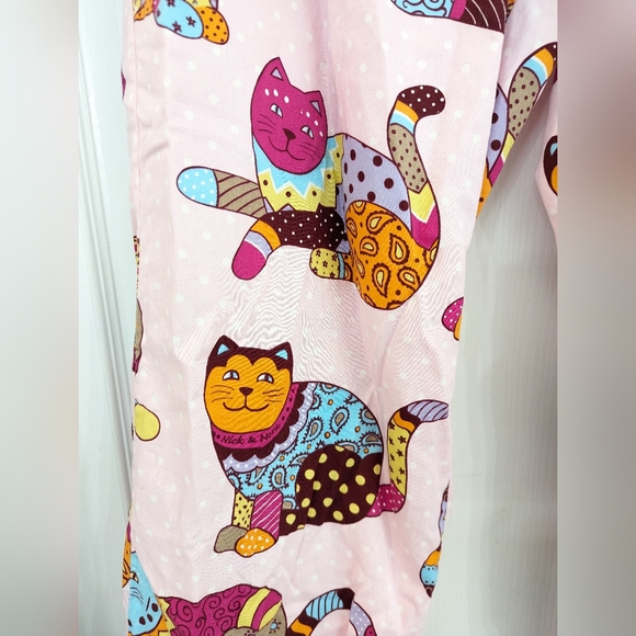 Nick and Nora Patchwork cat pajamas bottoms - Picture 3 of 6